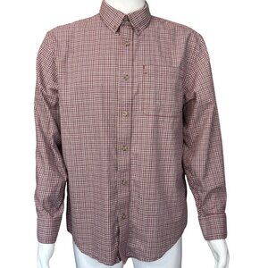 Red Head Mens Wrinkle-Free Long Sleeve Plaid Button-Up Shirt Red White Size L